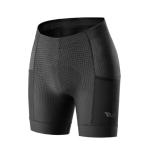 TVI Radlerhose Damen Gepolstert mit Tasche Atmungsaktive - Schwarz / EU XXS / Asien XS