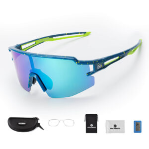 Winddichte und Polarisierte Sportbrille (UV400) - Blau - Rahmen gru00fcn