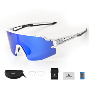 Winddichte und Polarisierte Sportbrille (UV400) - Blau - Rahmen weiu00df