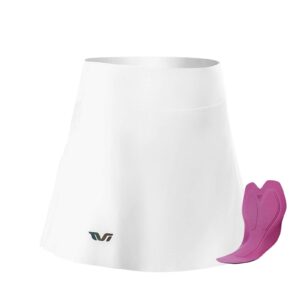 TVI Damen 2 in 1 Fahrradrock Kurze Gepolstert Radlerhose mit Tasche - Weiu00df (mit Sitzpolster) / EU M / Asien L