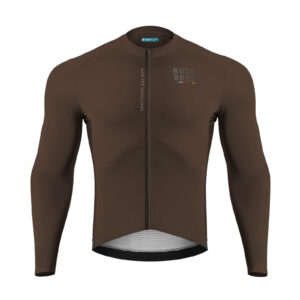 ROAD TO SKY Langarm-Radtrikot Herren Jersey Erdgrau/Braun - Braun / L