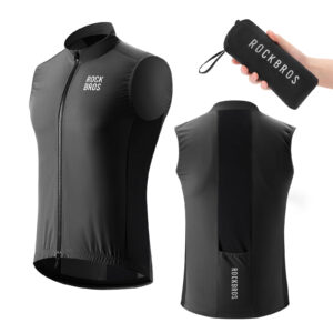 u00c4rmellose Fahrradweste Fahrradjacke Packbar Atmungsaktiv - Schwarz / 2XL
