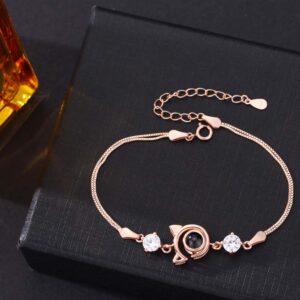 Foto Projektion Armband mit Bild im Stein - Katzenohr
