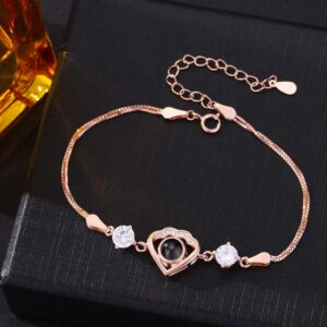 Foto Projektion Armband mit Bild im Stein - Wolke Herz