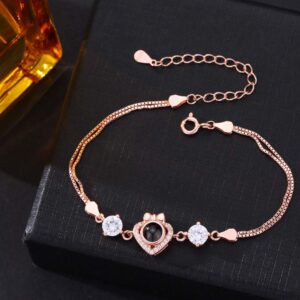 Foto Projektion Armband mit Bild im Stein - Herz mit Schleife