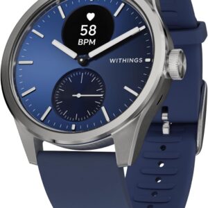 Withings ScanWatch 2 – Gesundheits-Smartwatch für Damen und Herren, EKG, SpO2, Temperatur, Schlaf-Tracker, Atemgesundheit, wasserdicht, Akku 35 Tage, Android und iOS, 42mm, Blau