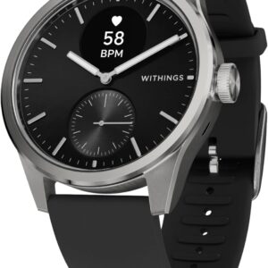 Withings ScanWatch 2 – Gesundheits-Smartwatch für Damen und Herren, EKG, SpO2, Temperatur, Schlaf-Tracker, Atemgesundheit, wasserdicht, Akku 35 Tage, Android und iOS, 42mm, Schwarz