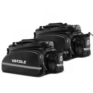 Vakole Waterproof Bicycle Rear Rack Storage Bag - 2 Piece Bundle
