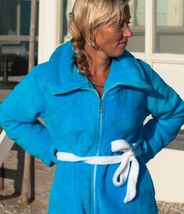 "Badjas aquablauw met rits - L/XL"