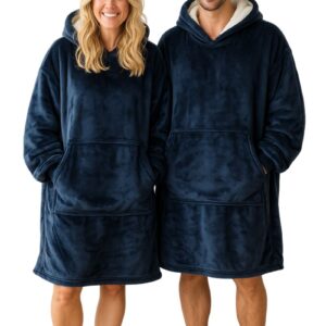 "Hoodie Decke mit Ärmeln und Kapuze - Marine"