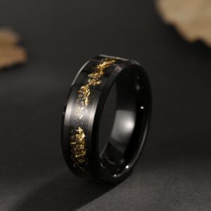 【Paar】Wolfram Ring - Eingelegt mit 18 Karat Goldfolie