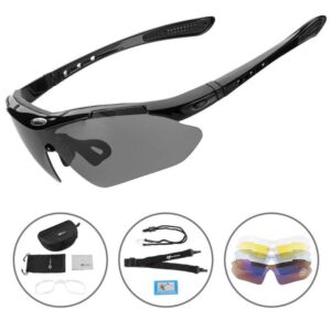 Polarisierte Fahrradbrille mit 5 Wechselglu00e4sern - Schwarz