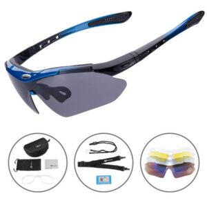 Polarisierte Fahrradbrille mit 5 Wechselglu00e4sern - Schwarz Blau