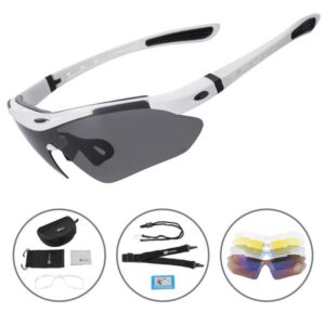 Polarisierte Fahrradbrille mit 5 Wechselglu00e4sern - Weiu00df