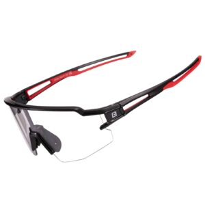 Unisex Fahrrad-Sonnenbrille mit Starkem UV-Schutz - Schwarz Rot