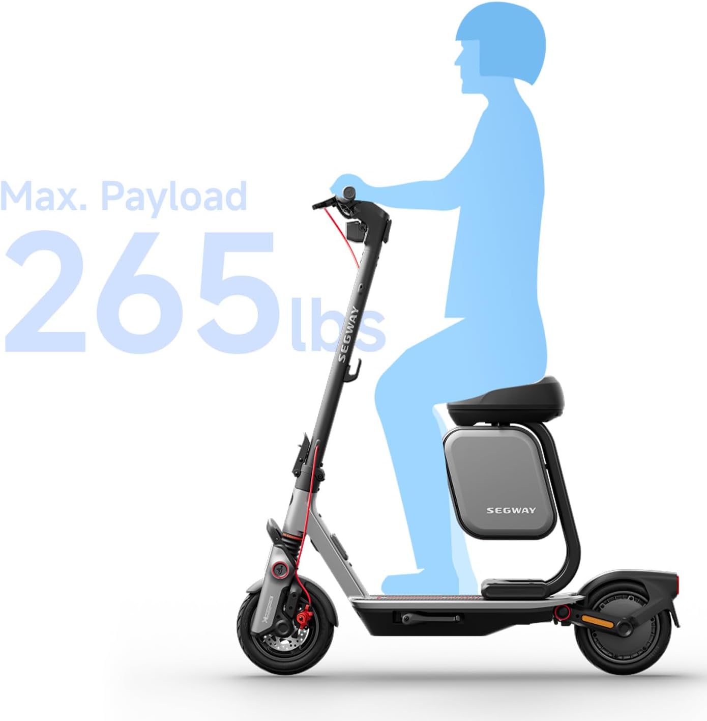 Segway eKickScooter Universal-Multifunktionssitz-Set, kompatibel mit E3, E3 Pro, F3, F3 Pro, ZT3 Pro, extra dickes Kissen, 10 l Stauraum – Bild 4