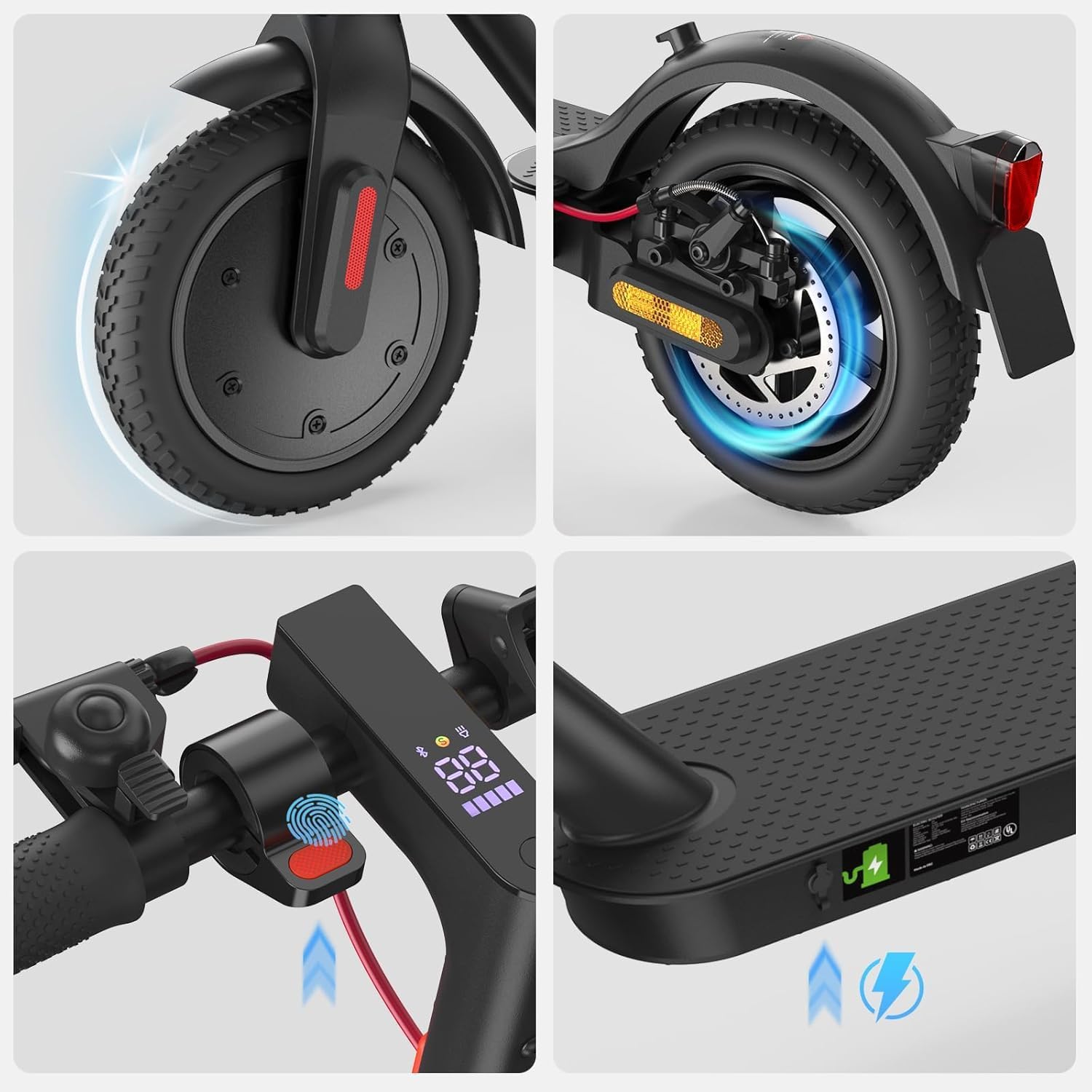 E Scooter mit Straßenzulassung, ABE Elektroroller Belastung bis 120kg, 30 km Reichweite, LED, 20km/h, 350W Motor, 8,5 Zoll Wabenreifen,Duales Bremssystem E Roller für Erwachsene – Bild 4