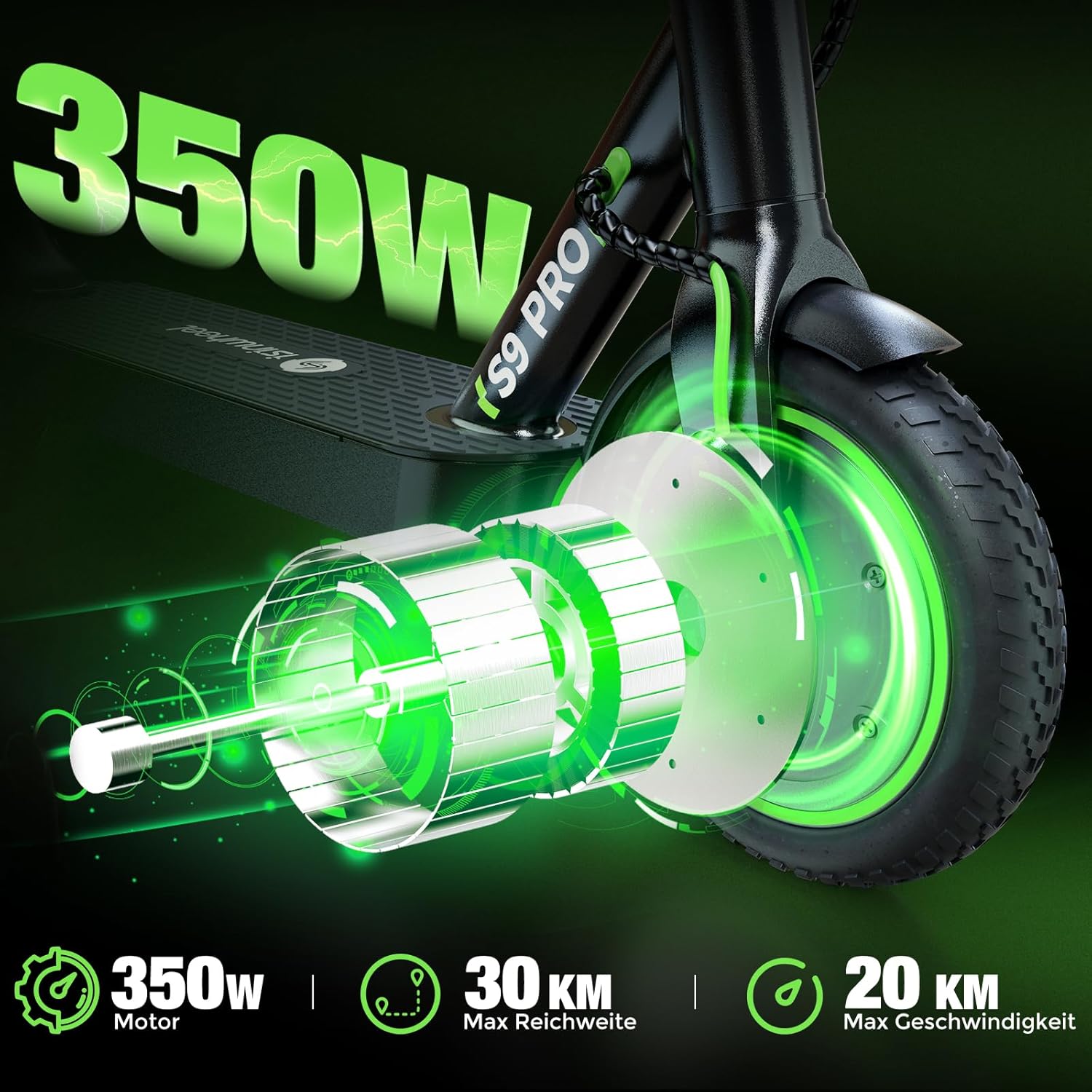 E Scooter mit Straßenzulassung, 350W Motor E Roller mit App, 30KM Reichweite, Elektroroller 120kg Tragkraft, Faltbarer Elektroscooter Erwachsene für den Pendlerverkehr, Mit Electric Scooter-Tasche – Bild 4