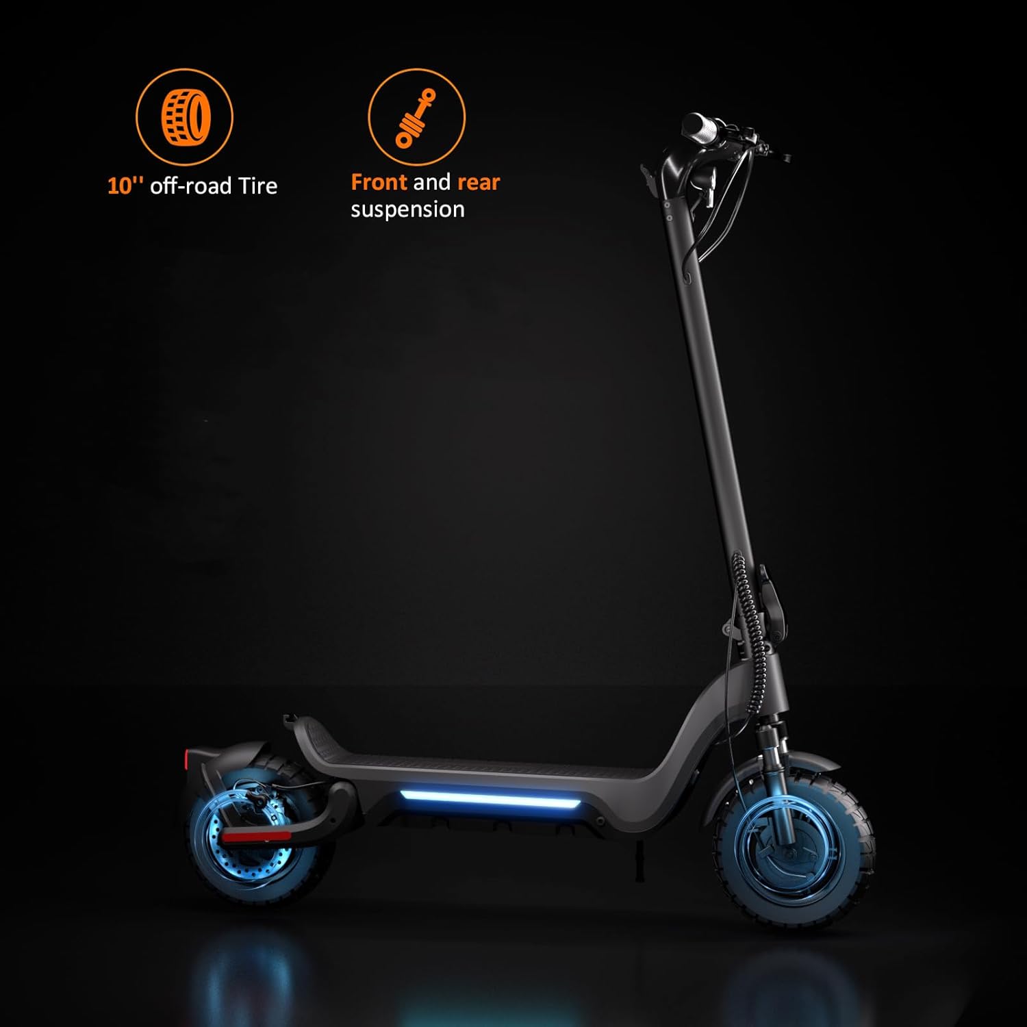 Elektroroller für Erwachsene mit Offroad-Faltung,doppelte Stoßdämpfer, EABS und Scheibenbremse vorne/hinten, Tragfähigkeit von 150 kg – Bild 3