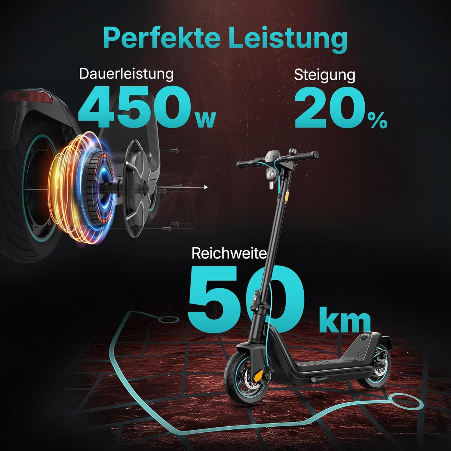 Odys Alpha X5 Pro E-Scooter mit Deutscher Straßenzulassung (max. 20 km/h, bis zu 50km Reichweite, bis zu 20% Steigungen, 10,5'' Luftreifen, max. 120kg Belastung, Display & App-Anbindung, klappbar) – Bild 3