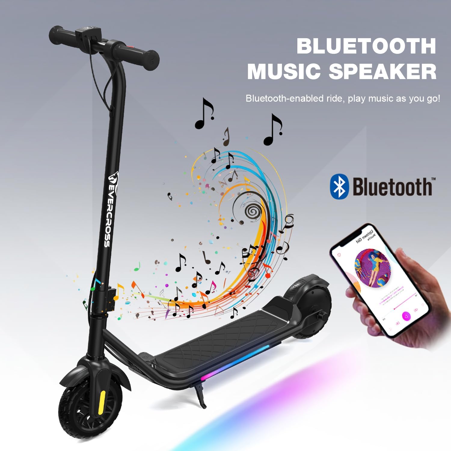 EVERCROSS E6 Elektroroller für Kinder, 7" Leichter E-Scooter für 6-12 Jahre, Elektroscooter mit Einer Reichweite von bis zu 20 km und 7-farbigen Lichtern, 3 Geschwindigkeitsmodi (8, 12, 16 km/h) – Bild 4
