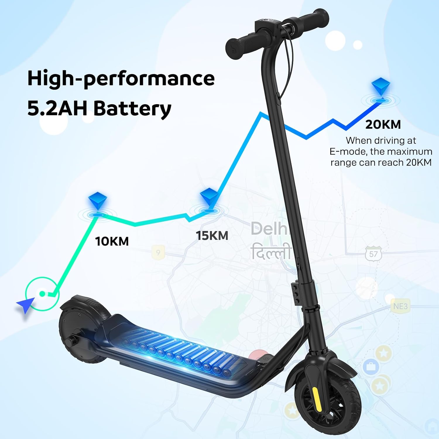 EVERCROSS E6 Elektroroller für Kinder, 7" Leichter E-Scooter für 6-12 Jahre, Elektroscooter mit Einer Reichweite von bis zu 20 km und 7-farbigen Lichtern, 3 Geschwindigkeitsmodi (8, 12, 16 km/h) – Bild 5