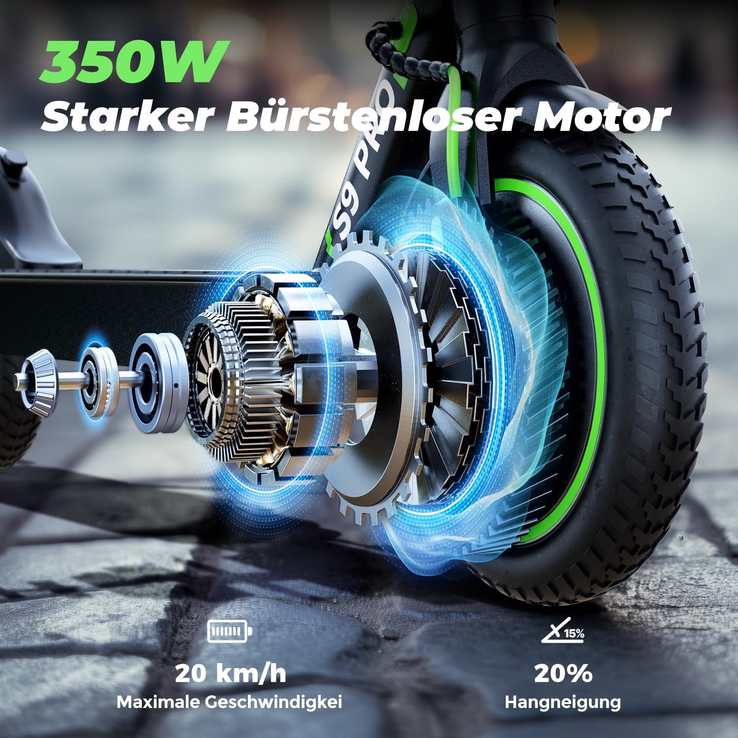 E-Scooter mit Straßenzulassung, 8,5 Zoll Elektroroller Max 30KM Reichweite, App, LED-Anzeige, E Roller bis 120kg Tragkraft, Faltbarer Elektroscooter Erwachsene für Pendlerverkehr – Bild 4