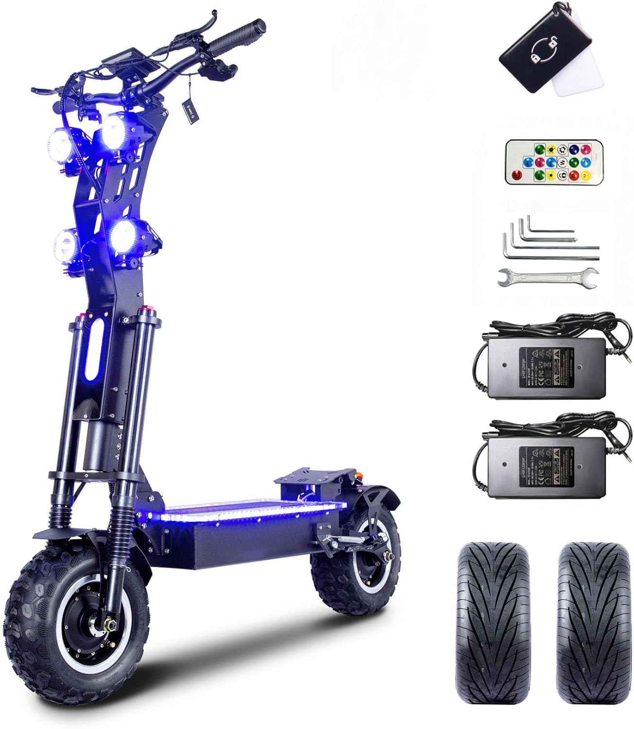 P4 E Scooter E-Roller Elektroroller Schneller Erwachsene 13 Zoll 3-Gang-Getriebe Doppelmotor NFC-Start 72V/50Ah Lithium-Akku Max Reichweite 140KM – Bild 4