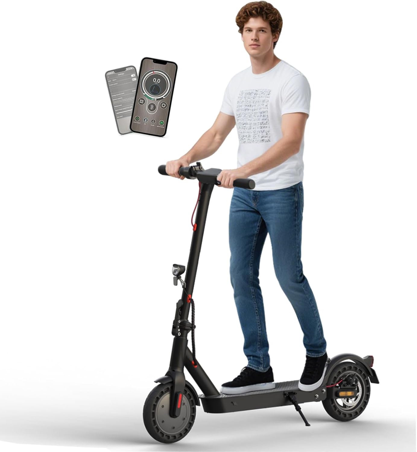 E Scooter mit Straßenzulassung Max 40 km Reichweite,10 Zoll Elektroroller mit Wabenreifen Duales Bremssystem und Doppelfederung 20km/h,Elektro Scooter bis 120kg für Herren Damen – Bild 2