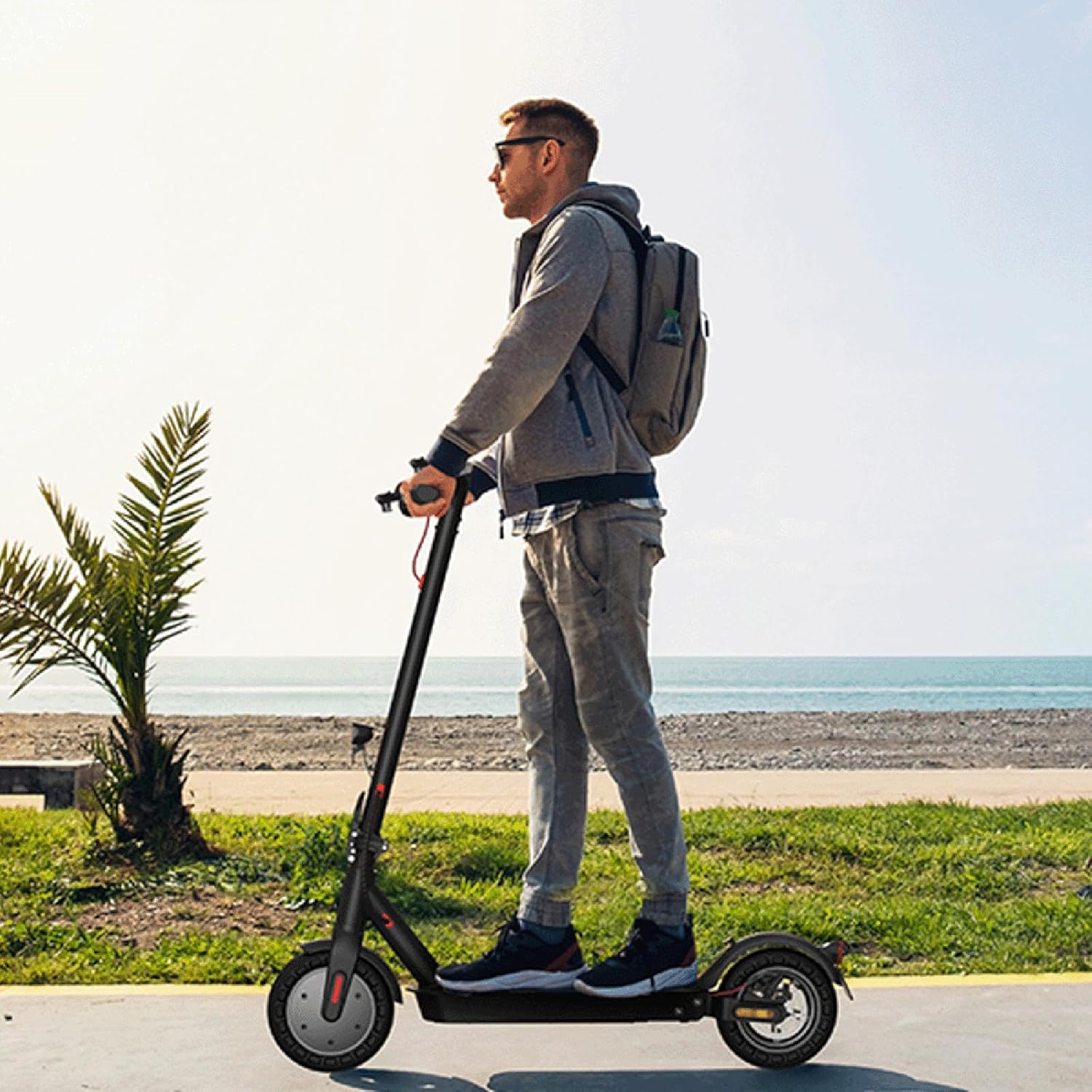 E Scooter mit Straßenzulassung Max 40 km Reichweite,10 Zoll Elektroroller mit Wabenreifen Duales Bremssystem und Doppelfederung 20km/h,Elektro Scooter bis 120kg für Herren Damen – Bild 5