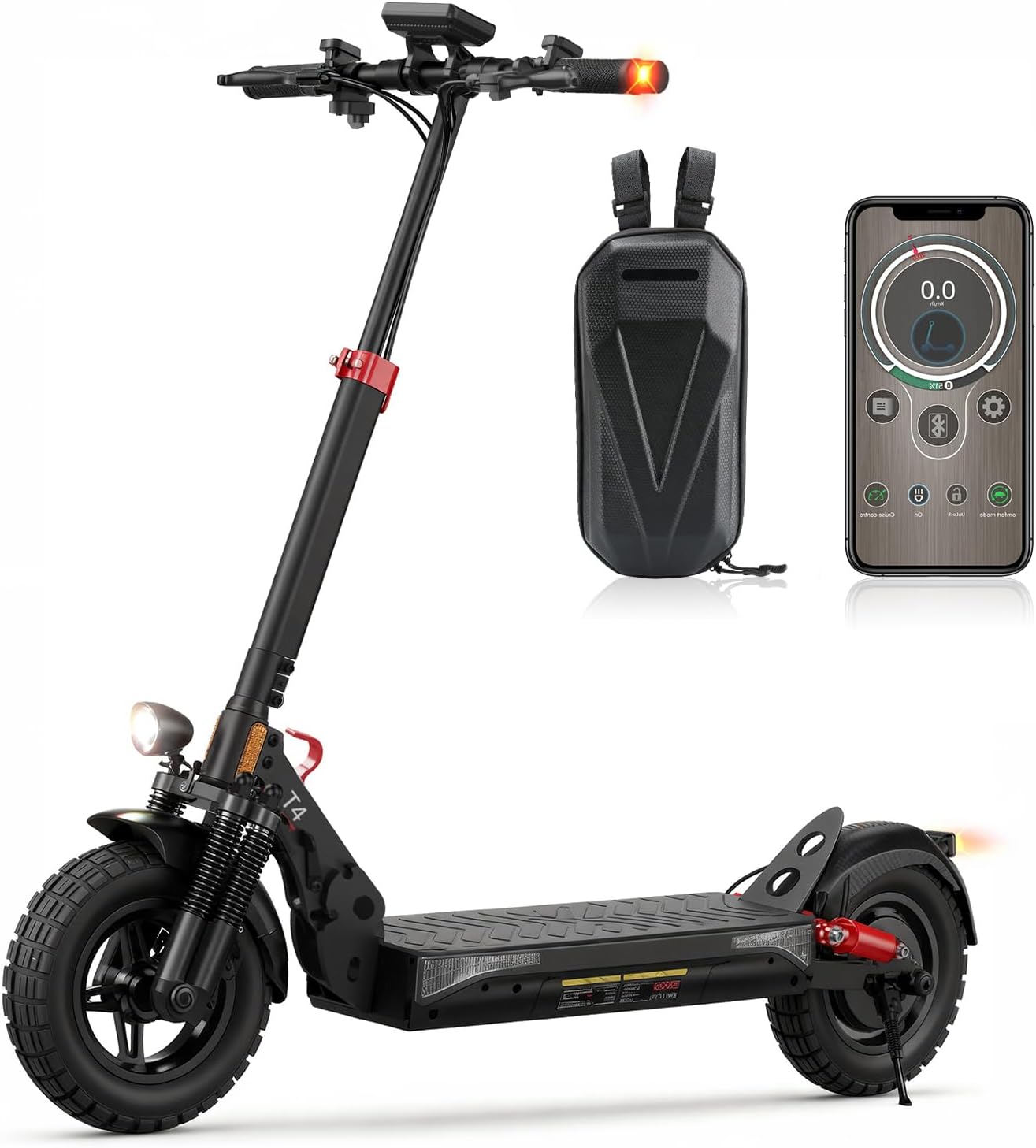 E Scooter mit Straßenzulassung mit Max 70KM Reichweite,10 Zoll Offroad Luftreifen Elektroroller mit Sechs komfortable Stoßdämpfer,Faltbarer E Roller Offroad Belastung bis 150 KG,APP-Sperre Fahrzeug – Bild 2