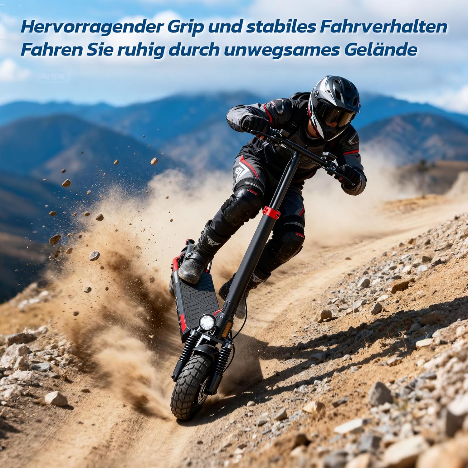 E Scooter mit Straßenzulassung mit Max 70KM Reichweite,10 Zoll Offroad Luftreifen Elektroroller mit Sechs komfortable Stoßdämpfer,Faltbarer E Roller Offroad Belastung bis 150 KG,APP-Sperre Fahrzeug – Bild 3