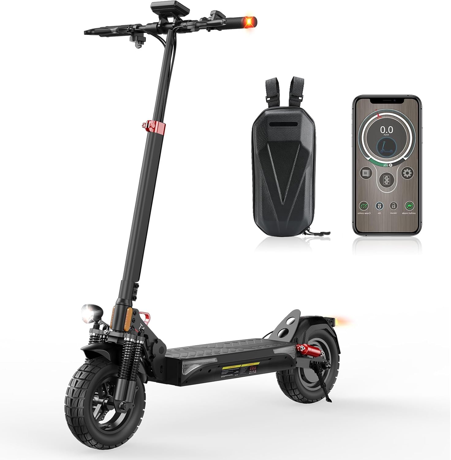 E Scooter mit Straßenzulassung, 10 Zoll Offroad Luftreifen mit Doppeltem Stoßdämpfungssystem, Batterie 12,5 Ah 60–70 km Reichweite, LCD-Instrumententafel, Maximale Tragfähigkeit 150 kg, Smart APP – Bild 2