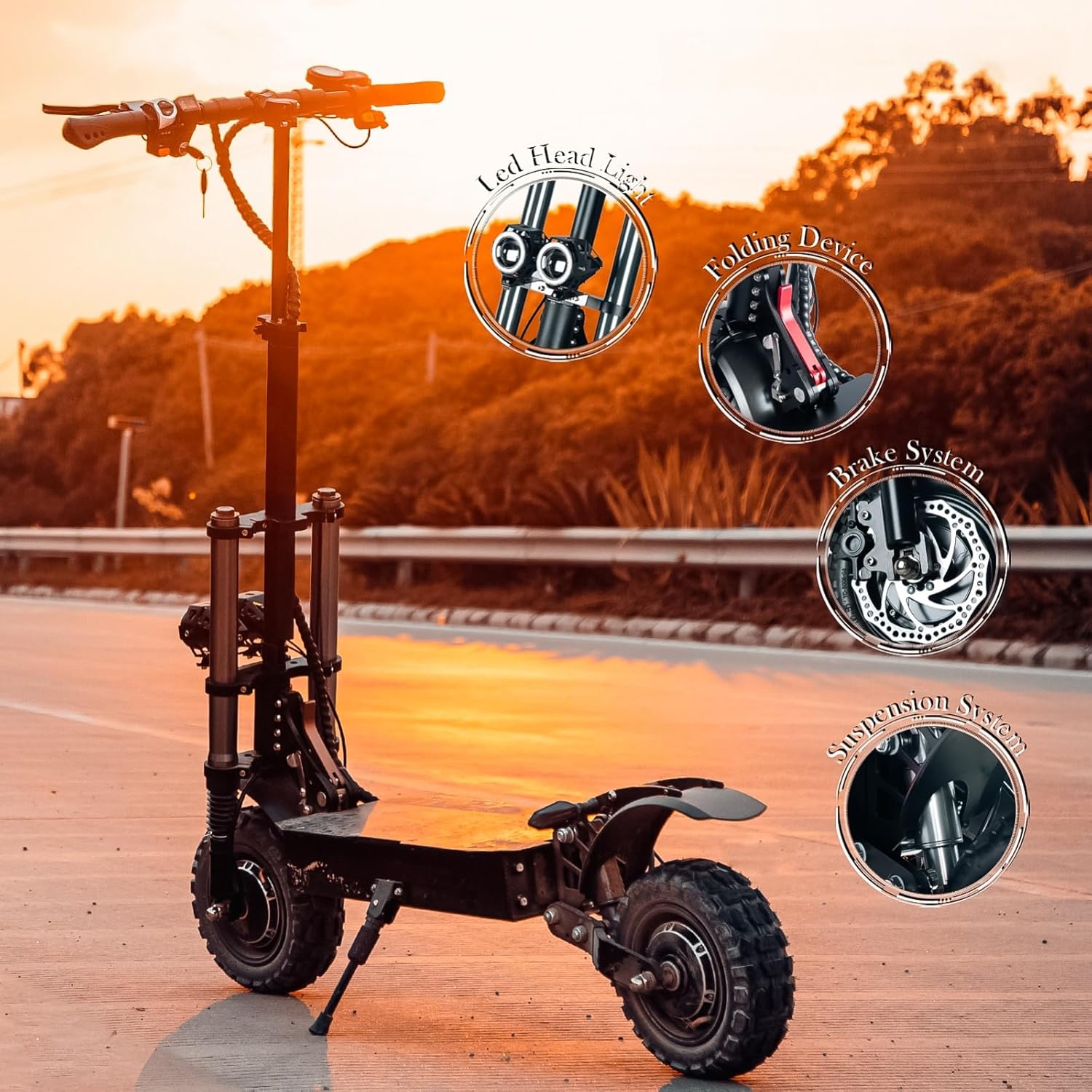 S3 Elektro Roller Erwachsene E Scooter Offroad Elektroroller Klappbar 11Zoll All Terrain Vakuumreifen Doppelmotor 60V 40Ah Li-Akku Max Reichweite 100 KM – Bild 4