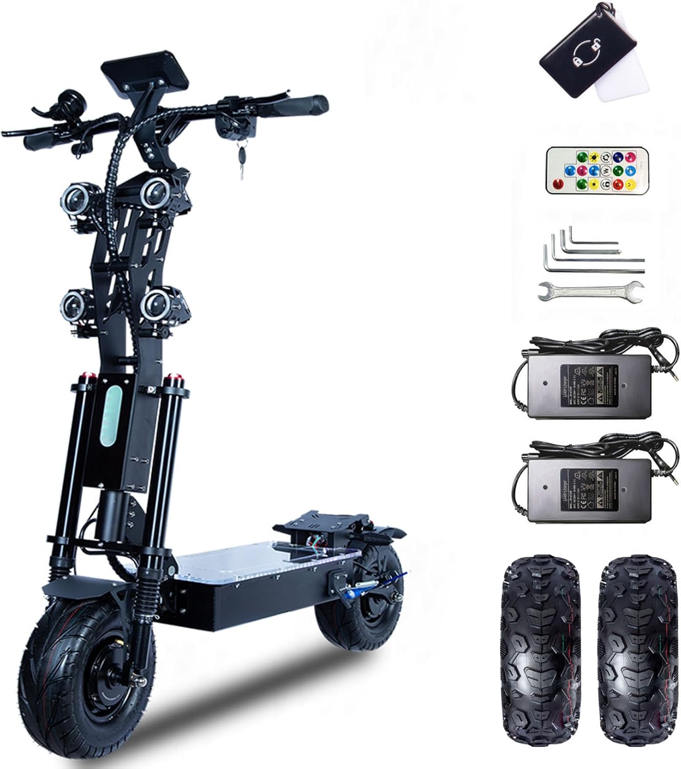 P3 E Scooter E Roller Elektroroller Elektroscooter Schneller Erwachsene Klappbar 13 Zoll NFC-Start 3-Gang-Schaltung Doppelmotor Doppelte Hydraulische Federung 60V50AH Li-Ionen-Akku – Bild 3