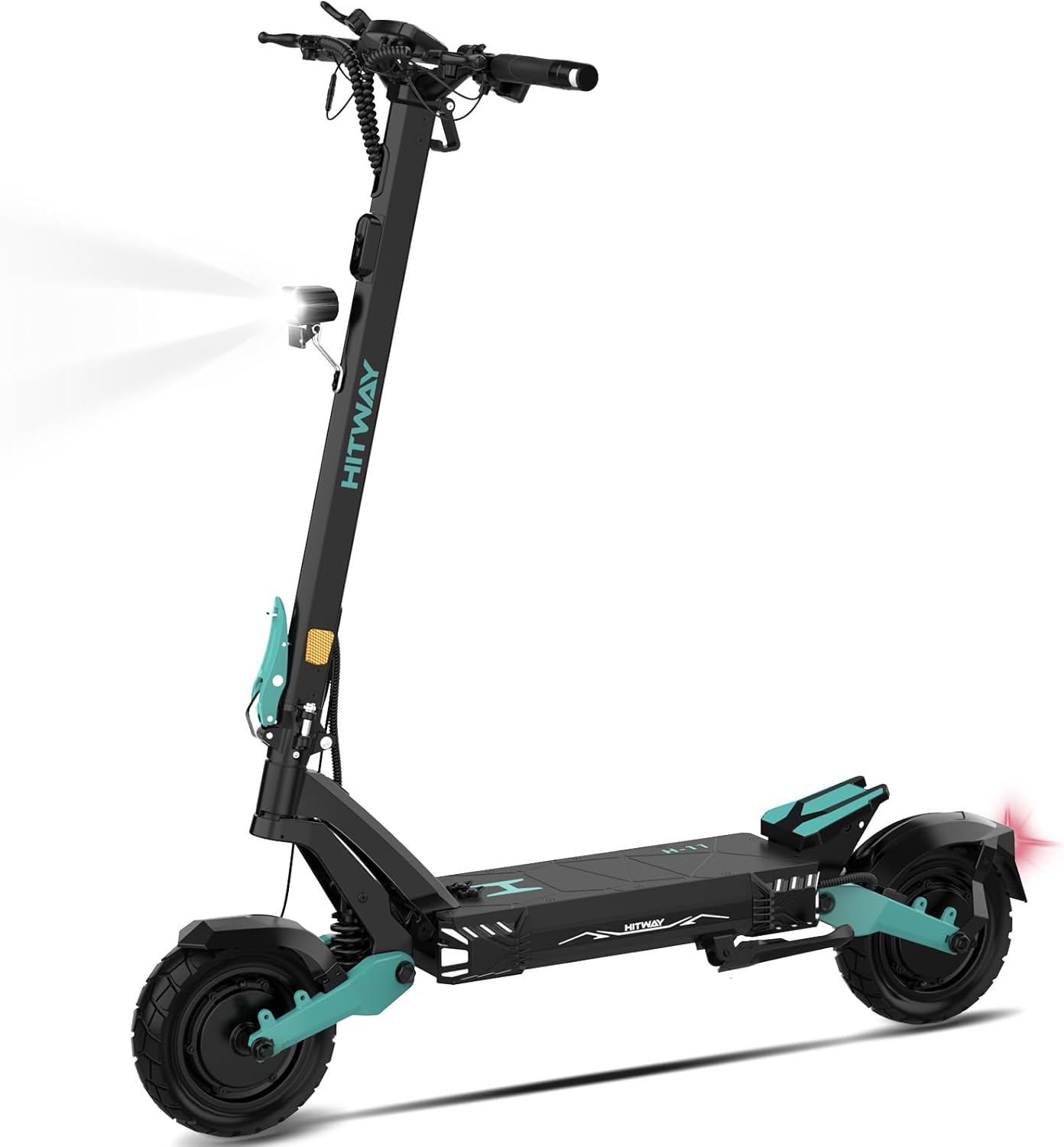 HITWAY H11 E Scooter mit Straßenzulassung,250W*2 Motor Spitze 1800 * 2,130 KM, 52V 23.4Ah,10 Zoll Offroad-Gummireifen,150KG Max,Doppelter Stoßdämpfung,Faltbarer E Scooter für Erwachsene - mit APP – Bild 2