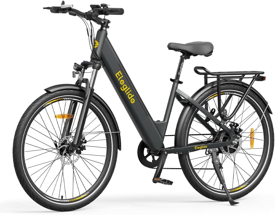Eleglide E-Bike, T1 Step-Thru Elektrofahrrad 27.5'' Trekkingrad E-Citybike mit 36V 13Ah Lithium-Akku bis zu 100KM Lange Range, 250W Motor, Shimano 7 Gänge ebike, Doppelscheibenbremsen, LCD Display – Bild 2