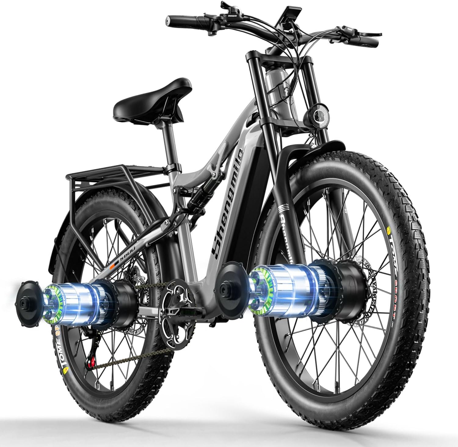 Shengmilo S600 Doppelmotor Elektro-Mountainbike, 48V17.5AH Batterie 7 Gang Ölbremse ebike, Dual Shock Elektrofahrrad, DREI Fahrmodi – Bild 2