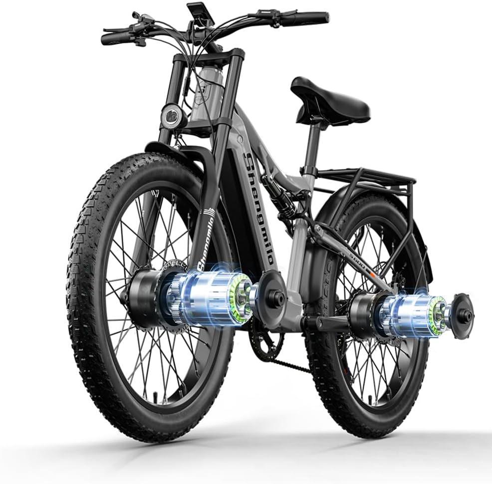 Shengmilo S600 Doppelmotor Elektro-Mountainbike, 48V17.5AH Batterie 7 Gang Ölbremse ebike, Dual Shock Elektrofahrrad, DREI Fahrmodi – Bild 3