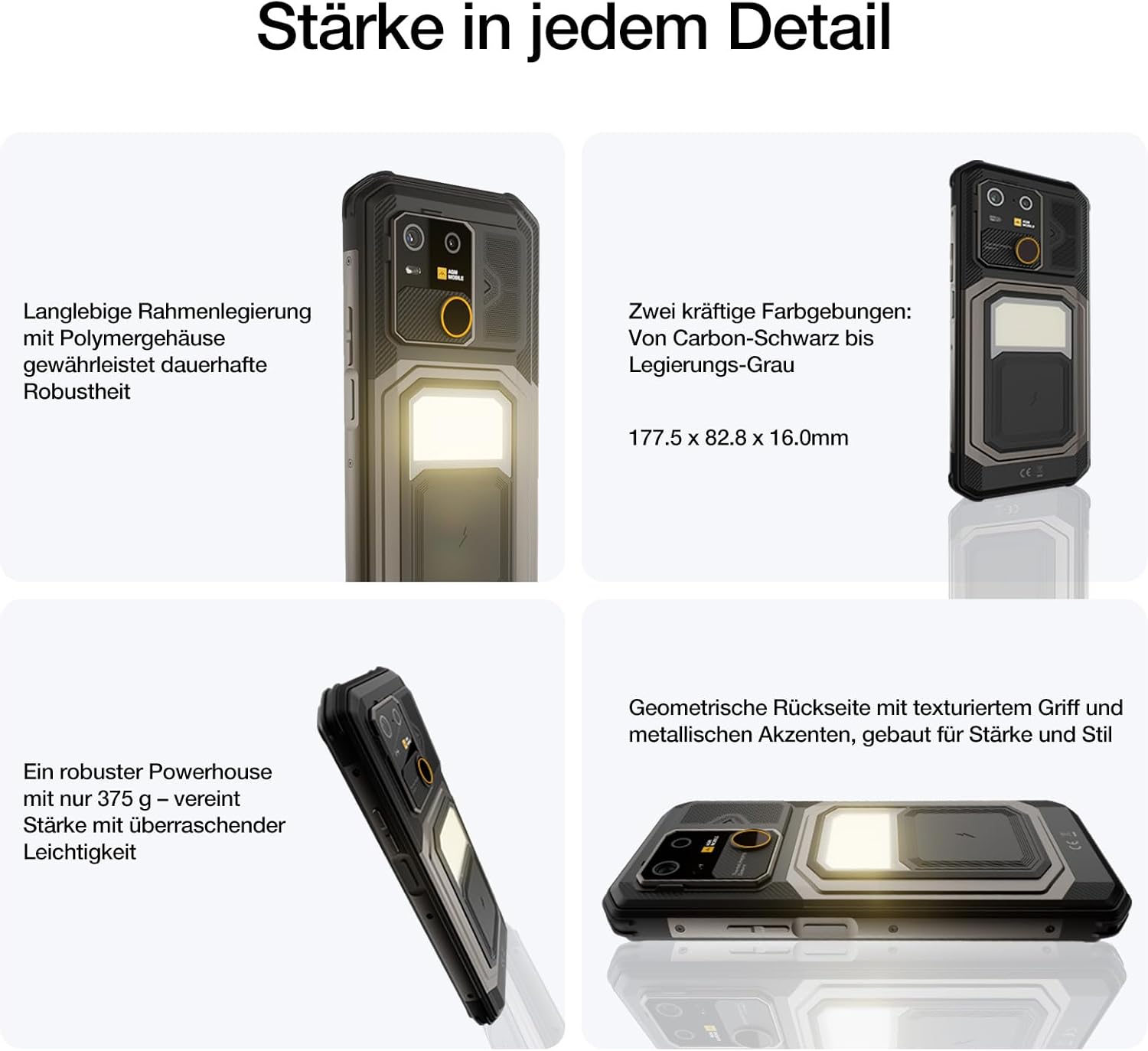 AGM G3 Outdoor Handy Android 15 5G,Wireless Charging,Google Gemini Al,10000mAh,IP68 | IP69K Wasserdicht.MIL-STD-810H.5G,Smartphone ohne Vertrag,24GB RAM+512GB ROM,6.72 Zoll FHD+120Hz,Dual SIM – Bild 3