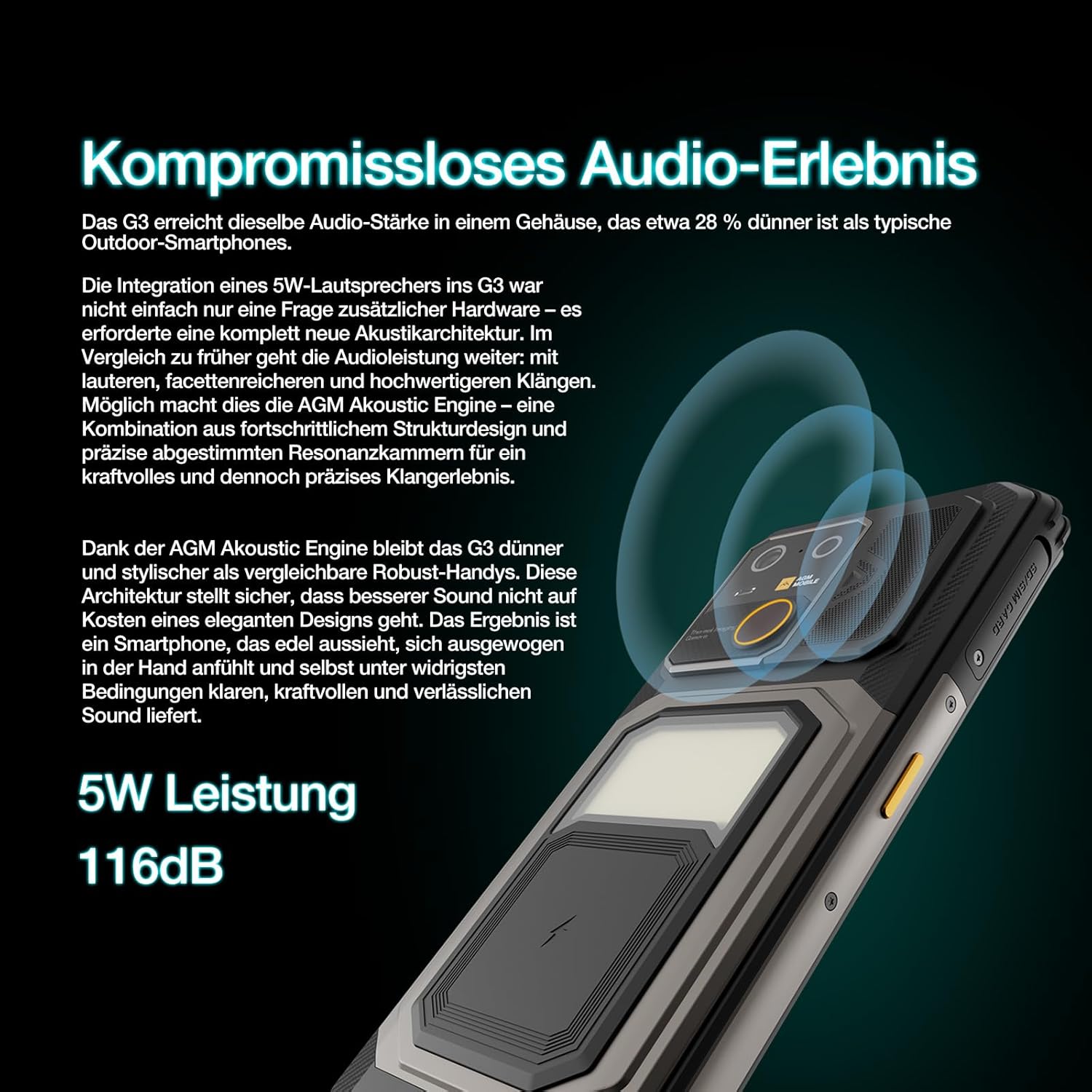 AGM G3 Outdoor Handy Android 15 5G,Wireless Charging,Google Gemini Al,10000mAh,IP68 | IP69K Wasserdicht.MIL-STD-810H.5G,Smartphone ohne Vertrag,24GB RAM+512GB ROM,6.72 Zoll FHD+120Hz,Dual SIM – Bild 5