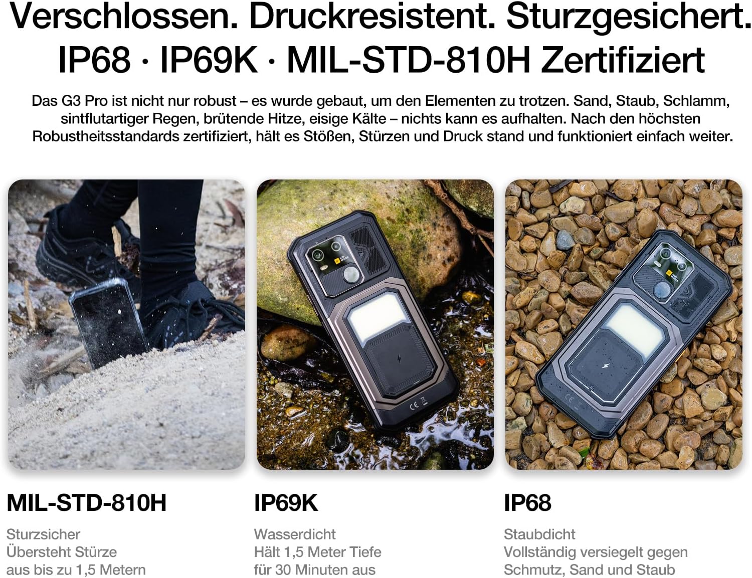 AGM G3 Pro Smartphone Ohne Vertrag Android 15,Integriert Thermische Bildgebung,12+12GB RAM+512GB ROM,64MP+50MP+2MP,10000mAh/6.72 Zoll FHD+120Hz,Dual SIM IP68/NFC/OTG/GPS/Face ID (G3 PRO+Buds 9) – Bild 4