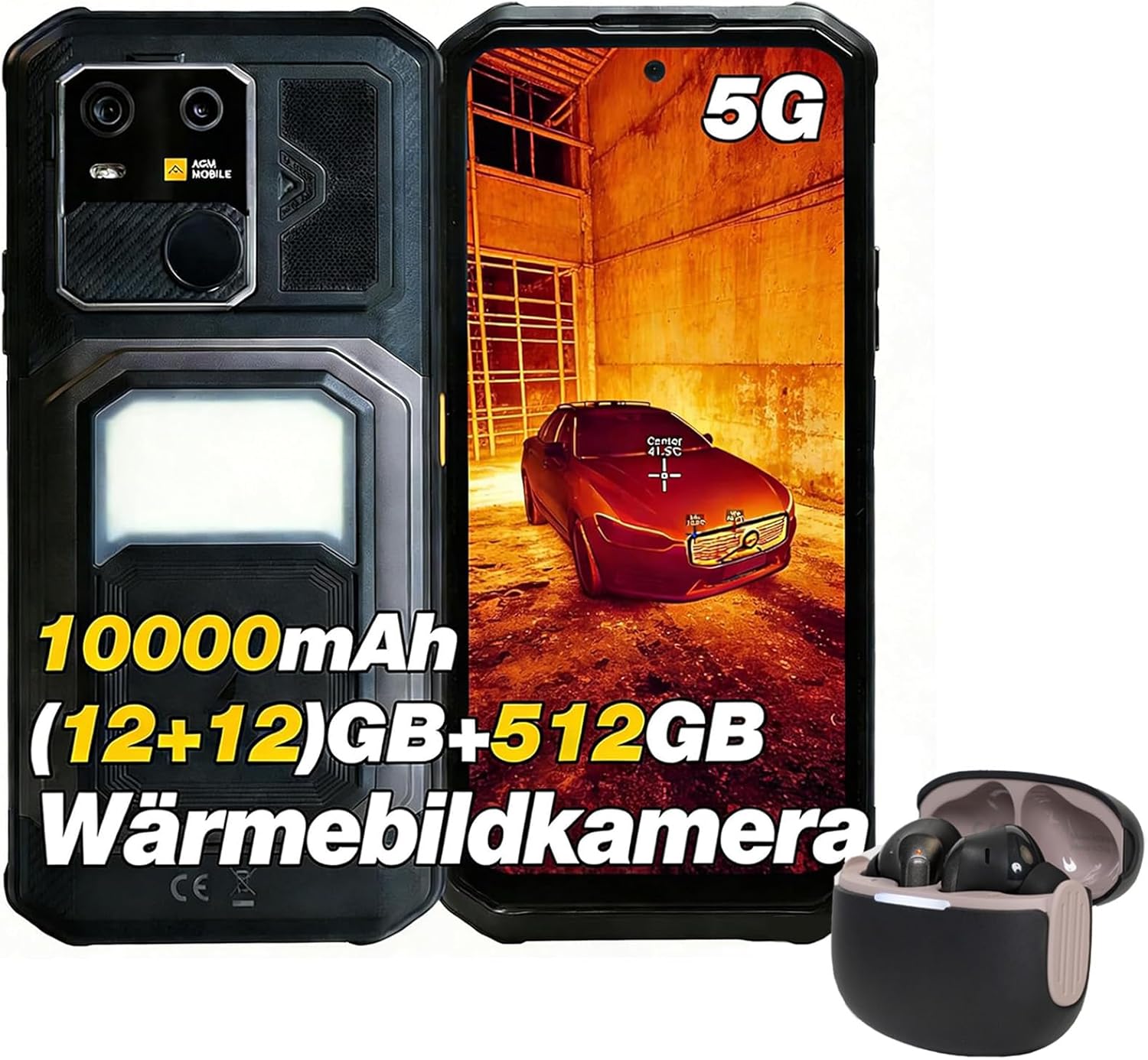 AGM G3 Pro Smartphone Ohne Vertrag Android 15,mit Wärmebildkamera,12+12GB RAM+512GB ROM,64MP+50MP+2MP,10000mAh/6.72 Zoll FHD+120Hz,Dual SIM IP68/NFC/OTG/GPS/Face ID (G3 PRO) – Bild 2