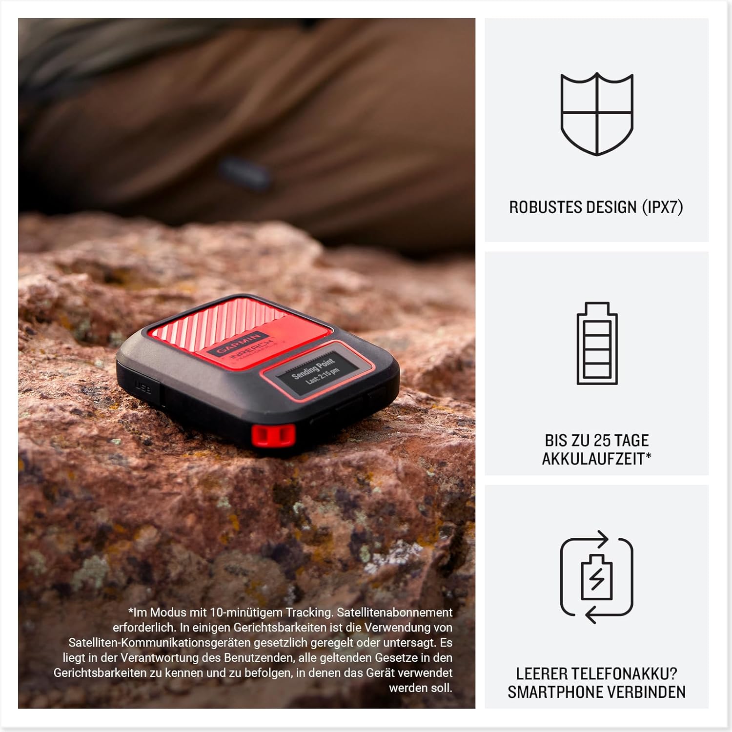 Garmin inReach Messenger Plus - Satelliten-Kommunikationsgerät mit Multimedie-Nachrichten, 2-Wege-Kommunikation, Verschicken und Empfangen von Fotos, Akkulaufzeit bis zu 25 Tage – Bild 4