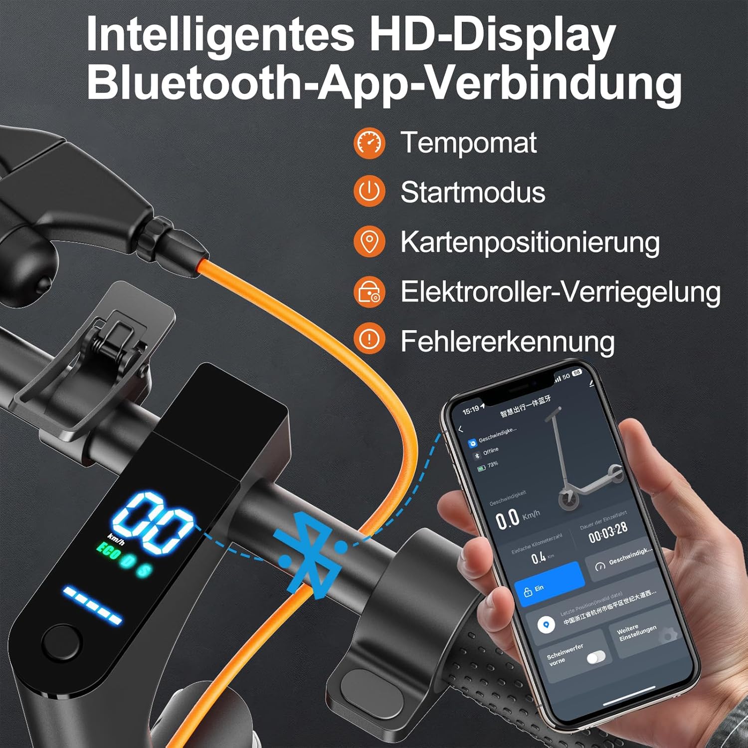 TODIMART E Scooter mit Straßenzulassung T-Serie, 30 km Reichweite, 350W Motor, 8,5 Zoll Wabenreifen, Duales Bremssystem E Roller für Erwachsene – Bild 5